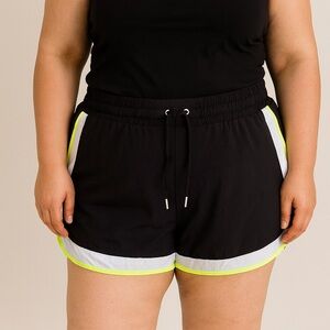 Black and White Women's Shorts with Neon Accents